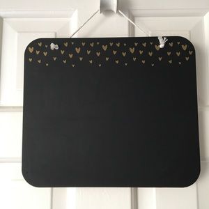 chalkboard hanger with decorative hearts
